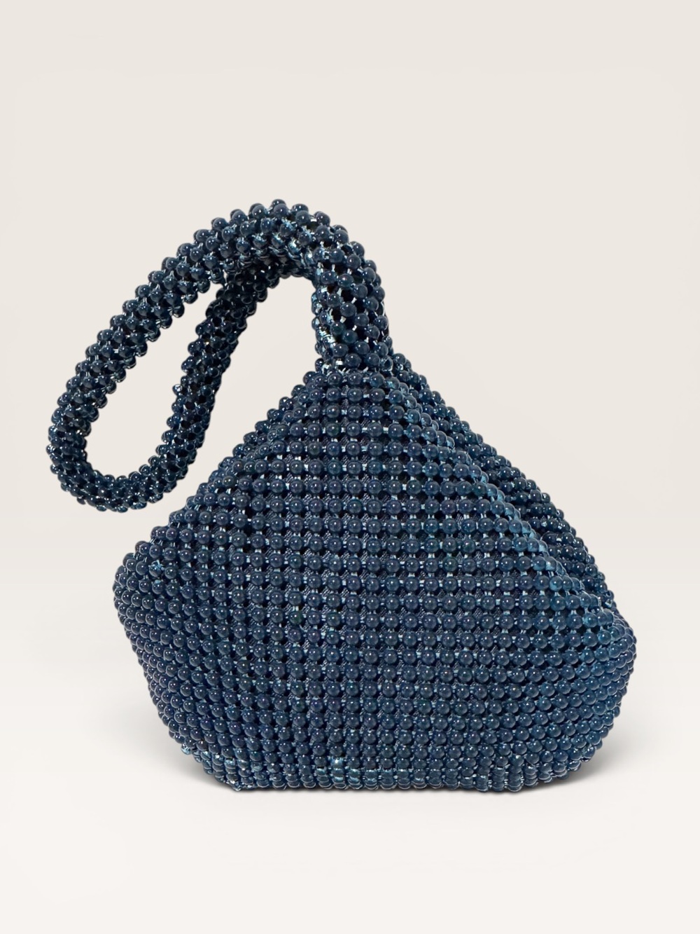 Navy Blue Beaded Evening Mini Bag Wristlet